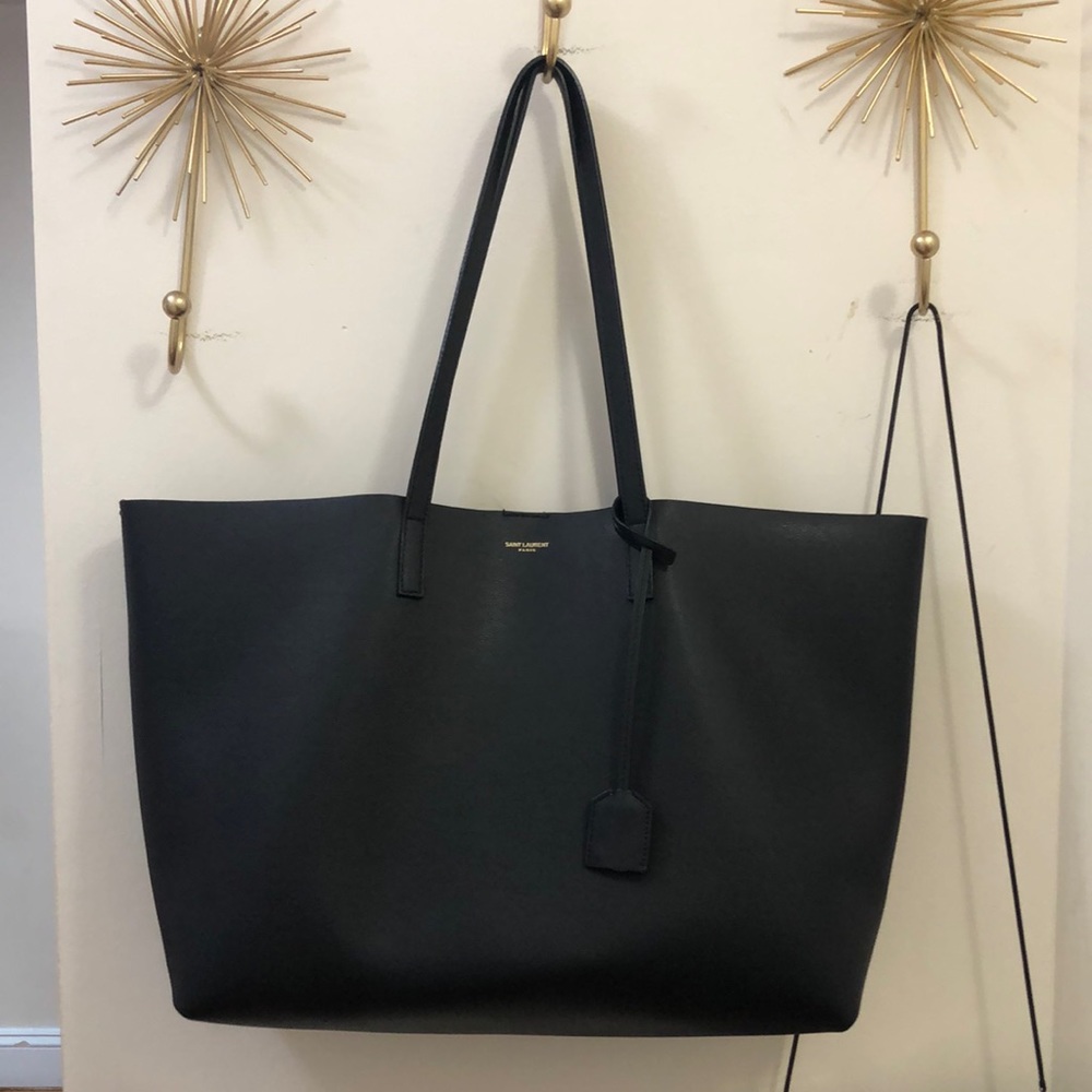 Saint Laurent shopper tote bag in grainy calfskin leather